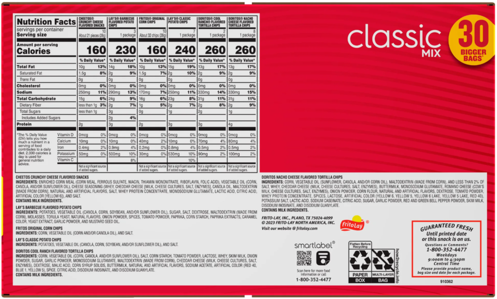 Frito Lay 经典混合装零食礼包（30 包组合装）